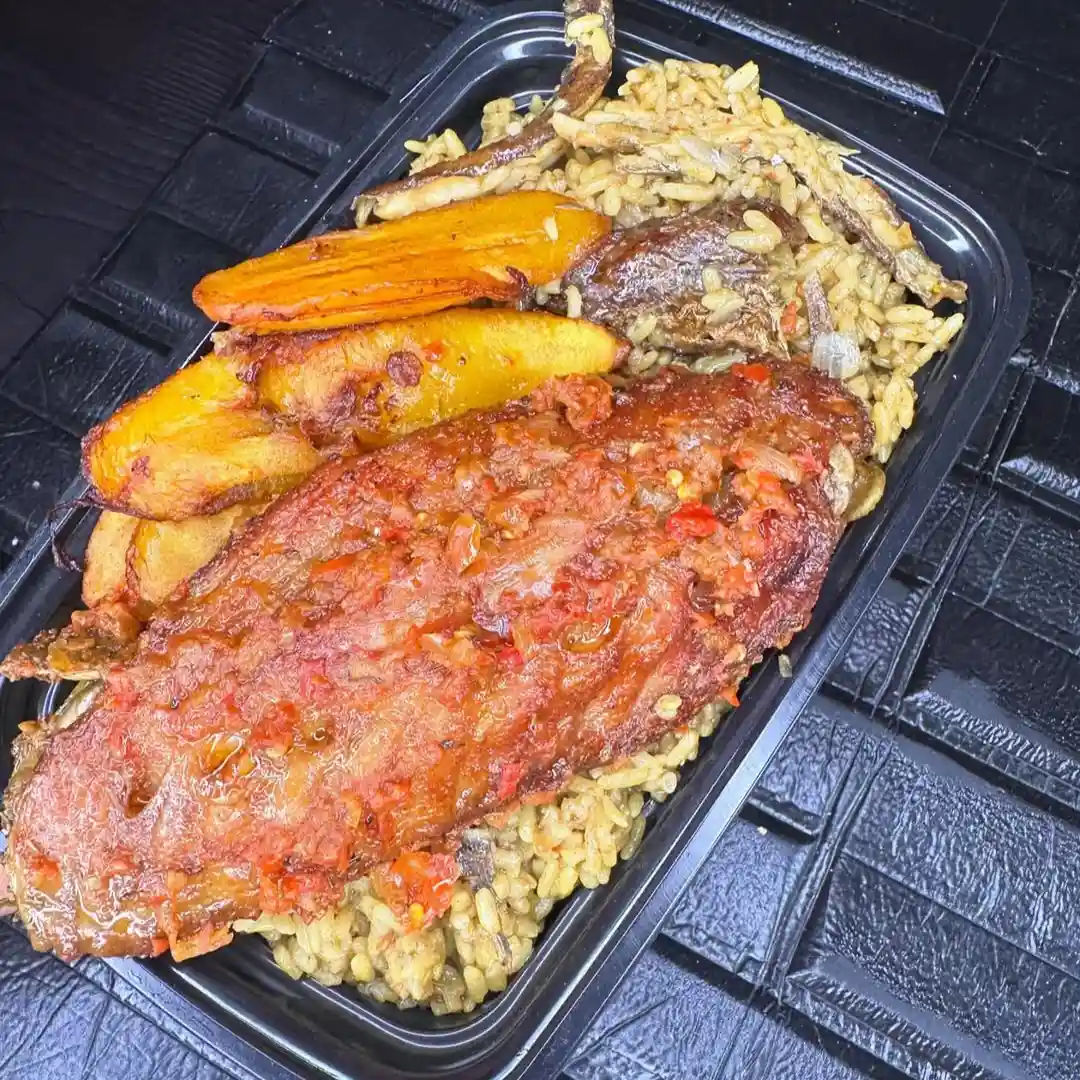 Coconut rice, fish, egg and Chapman for Friday Executive Plan